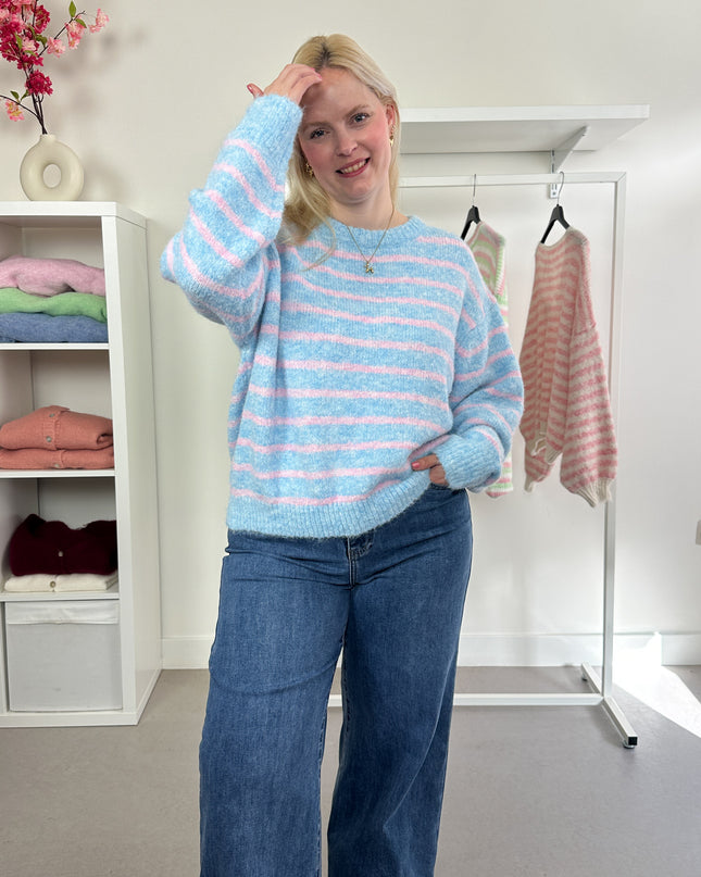 Trui Pink Blue Striped