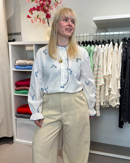 Blue Details Blouse White