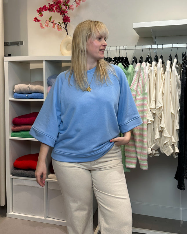 Short Sleeved Sweater Blue