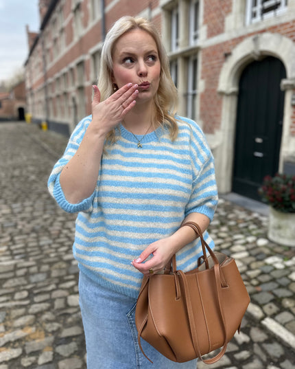 Short Sleeved Truitje Blue Cream