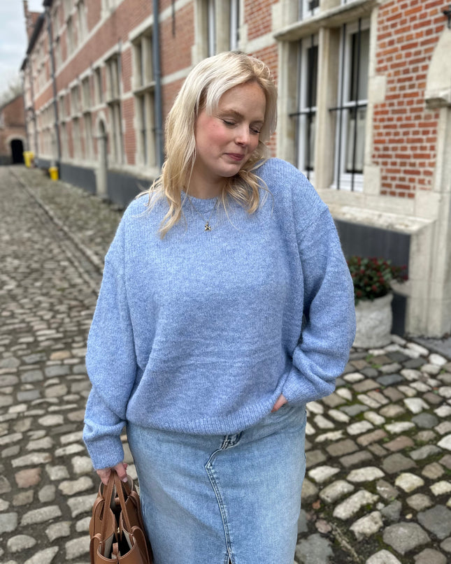Trui round neck Jeansblue