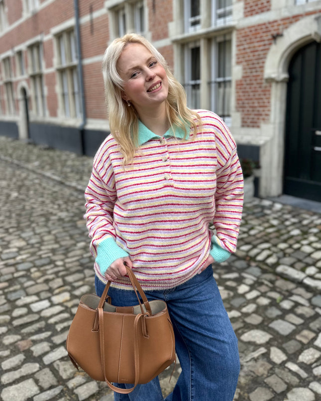 Polo Striped Knit Green Pastels