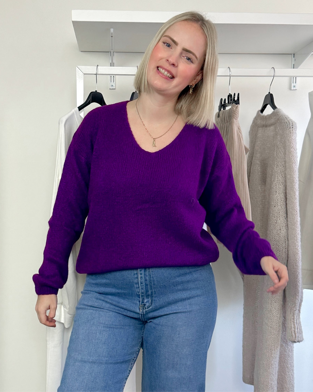 V-Neck Knit Purple