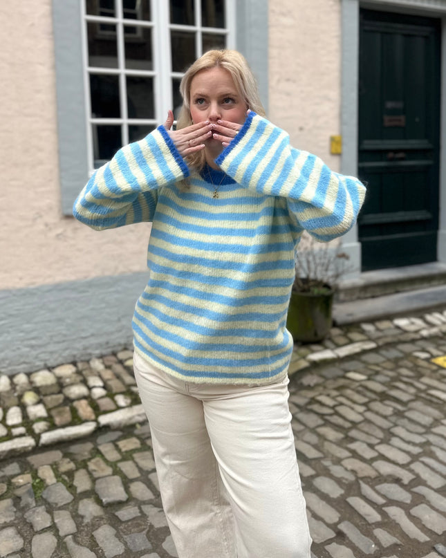 Striped Trui Kobalt Detail Blue Yellow