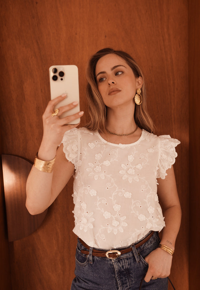 White Flowery Top