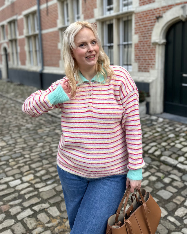 Polo Striped Knit Green Pastels