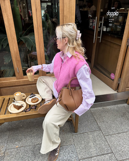 Sleeveless cardigan fuchsia