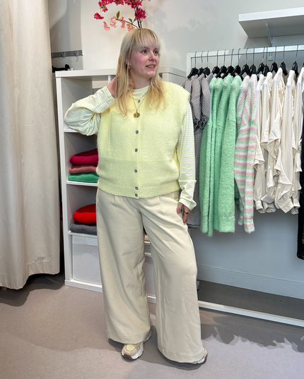 Sleeveless cardigan light yellow