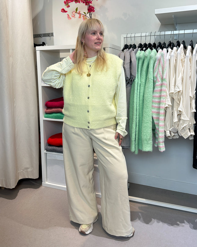 Sleeveless cardigan light yellow