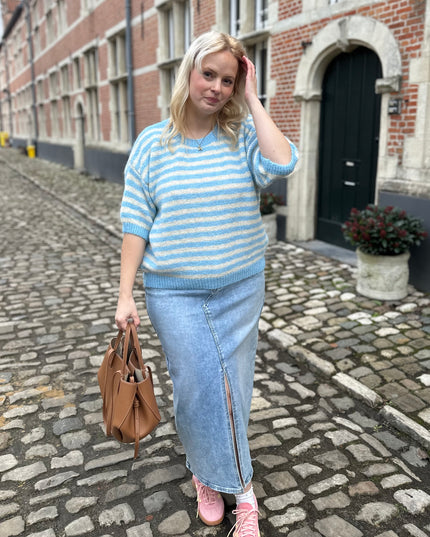 Short Sleeved Truitje Blue Cream