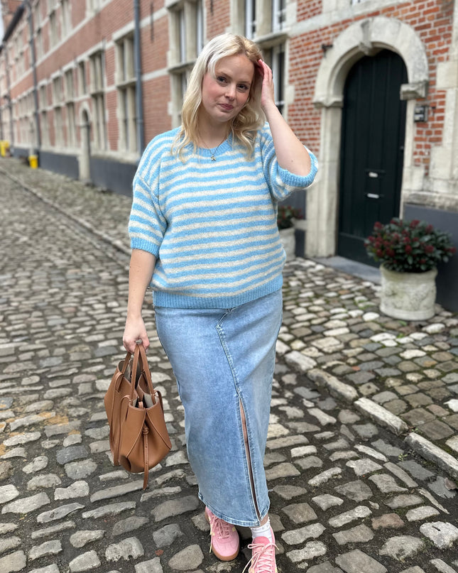 Short Sleeved Truitje Blue Cream