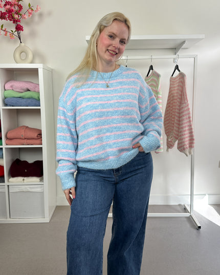 Trui Pink Blue Striped