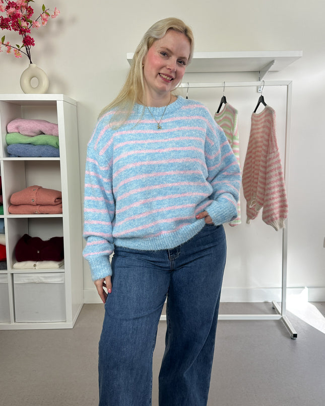 Trui Pink Blue Striped