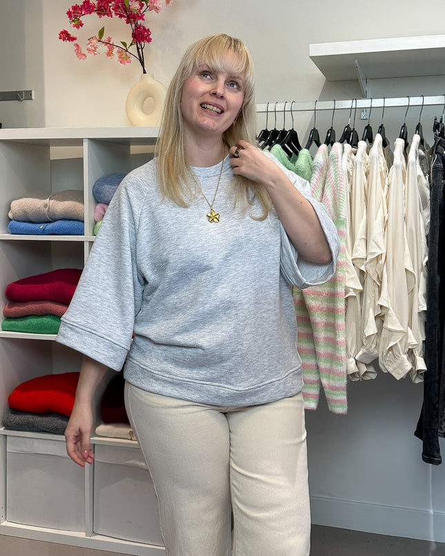 Short Sleeved Sweater Grey