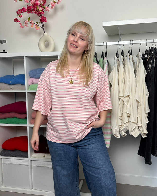 Striped Tee Short Sleeve Pink