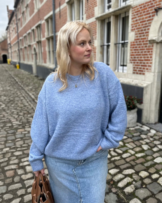 Trui round neck Jeansblue