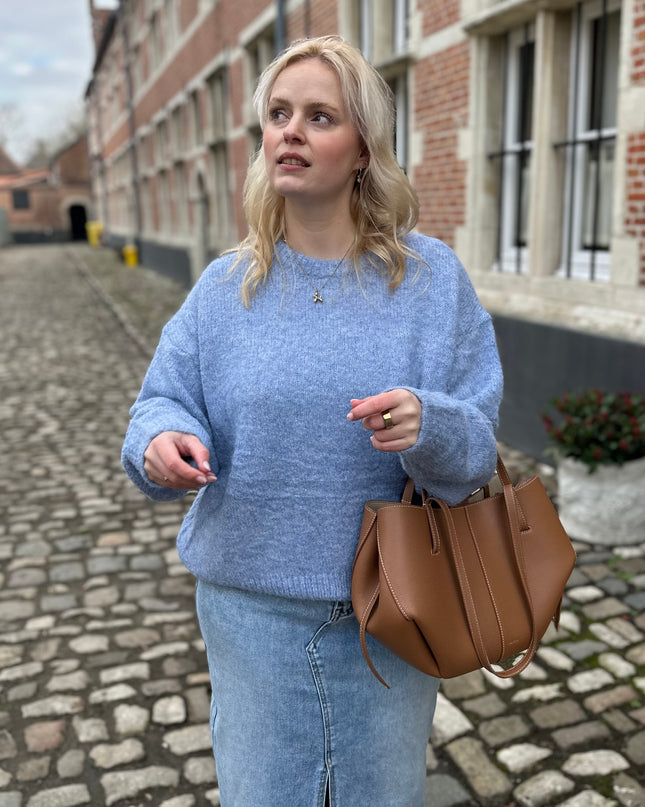 Trui round neck Jeansblue