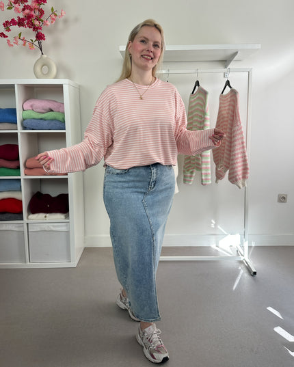 Striped Tee Light Pink White