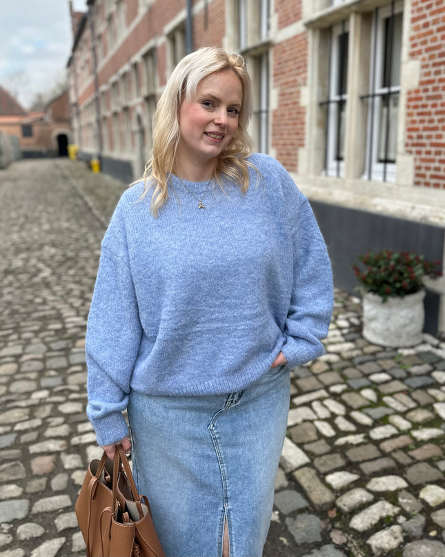 Trui round neck Jeansblue