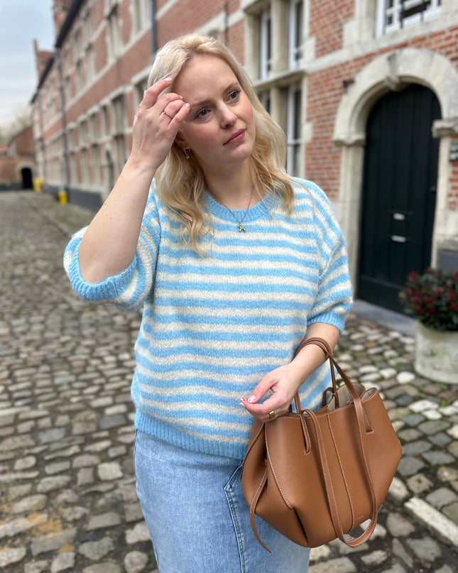 Short Sleeved Truitje Blue Cream