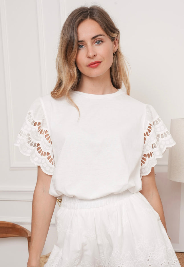 White Ruffle Tee