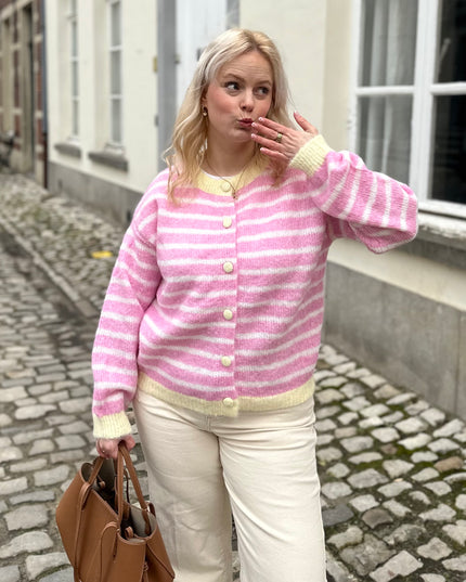 Pink Striped Cardigan Yellow Touch