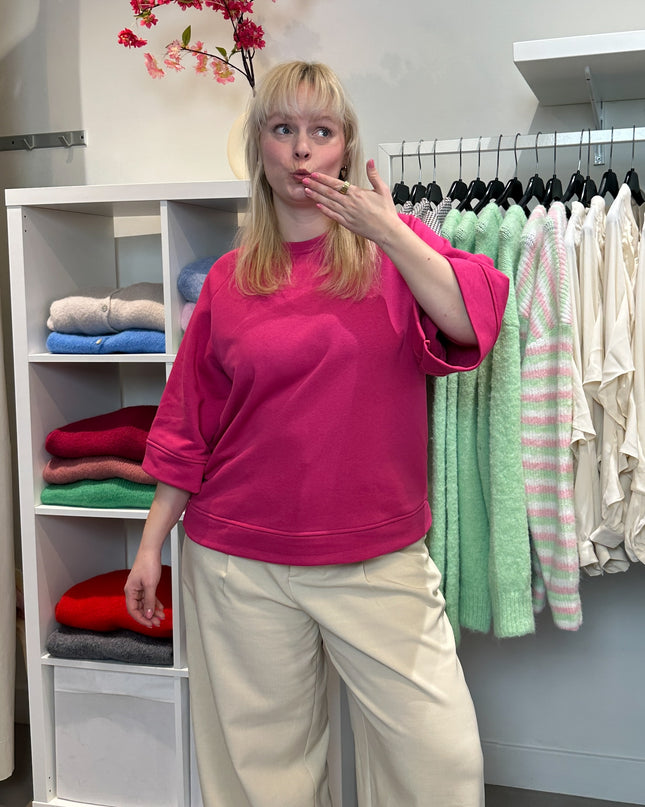 Short Sleeved Sweater Fuchsia