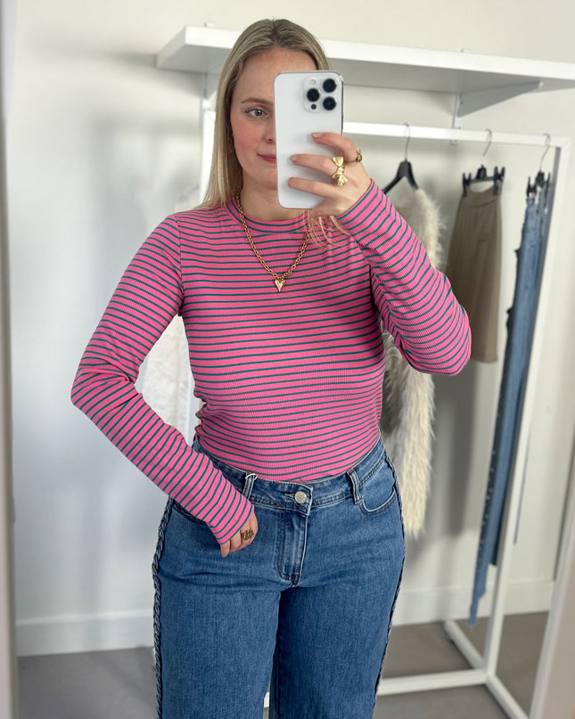 Striped Longsleeve Shirt Pink Green