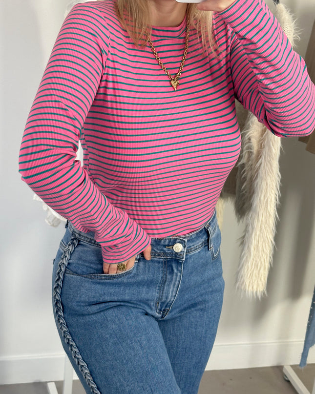 Striped Longsleeve Shirt Pink Green