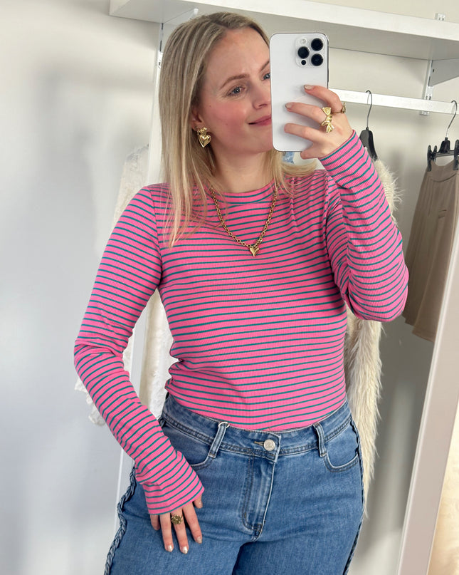 Striped Longsleeve Shirt Pink Green