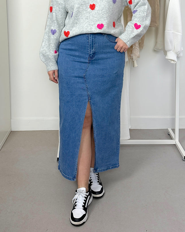 Light Wash Jeans Maxi Skirt