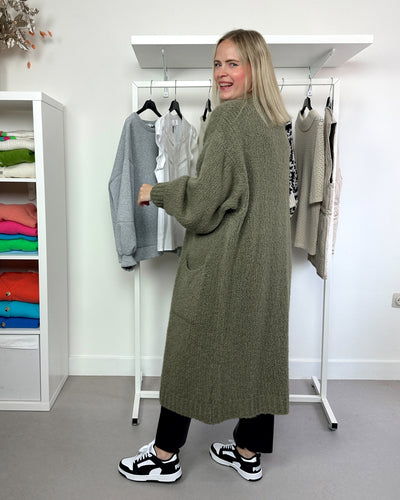 Lange cardigan Kaki long
