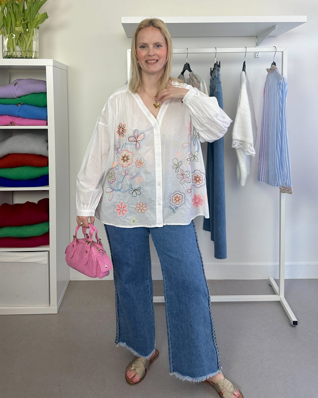 Oversized Colorful Flowers Blouse