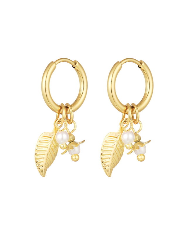 Oorbellen Leaf Mini Pearl