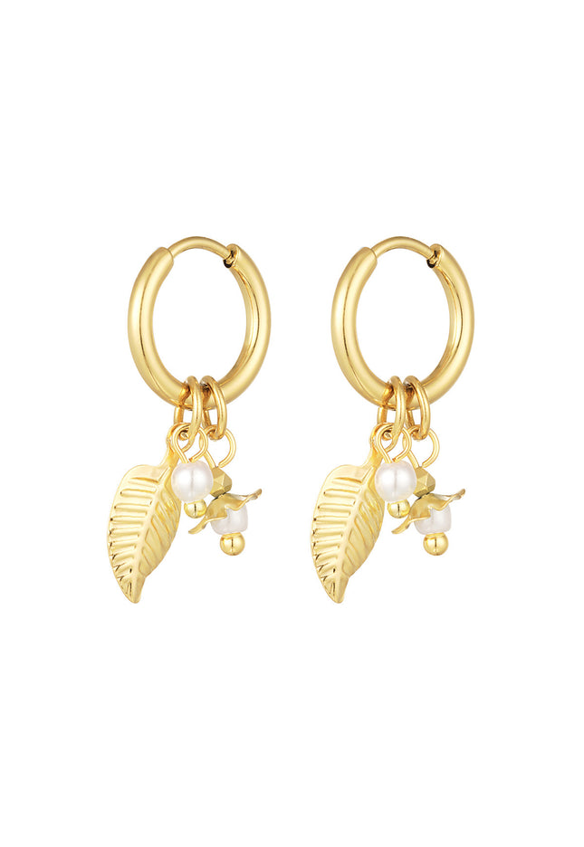 Oorbellen Leaf Mini Pearl