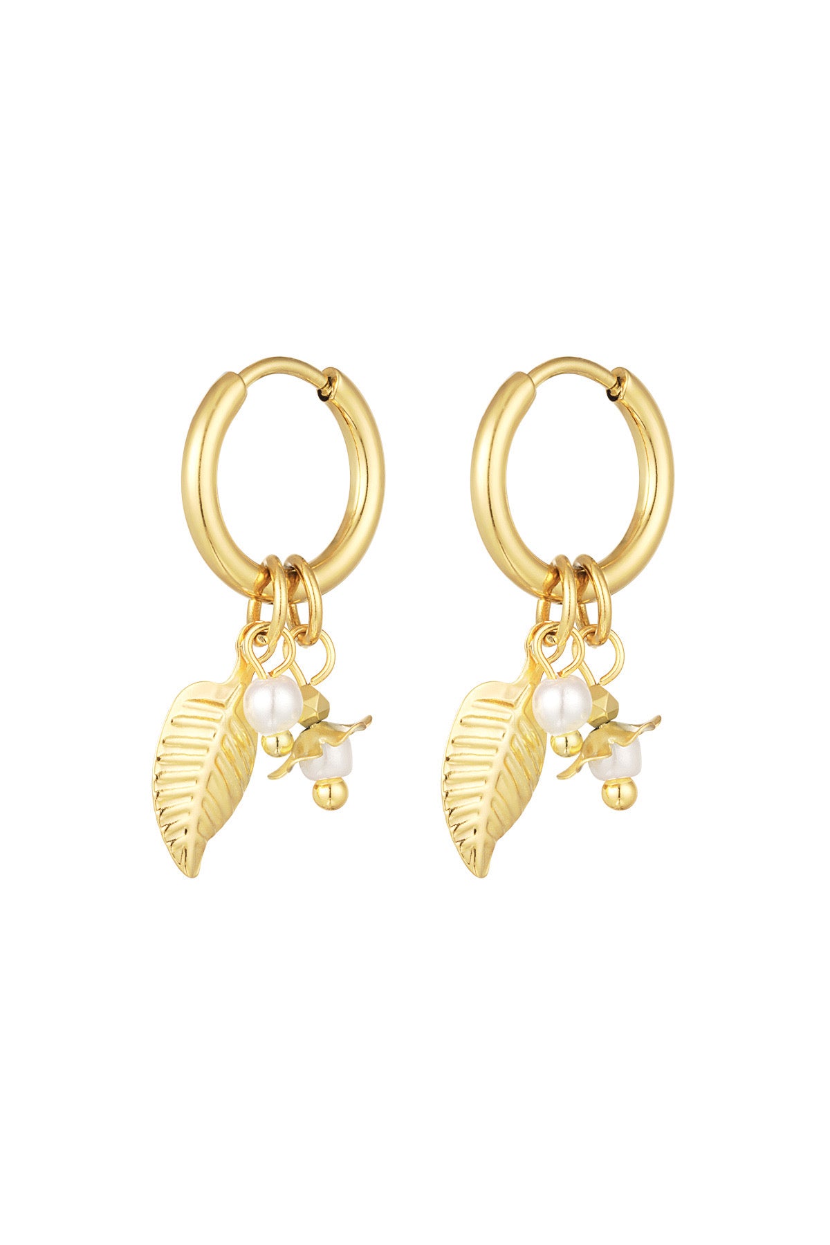 Oorbellen Leaf Mini Pearl