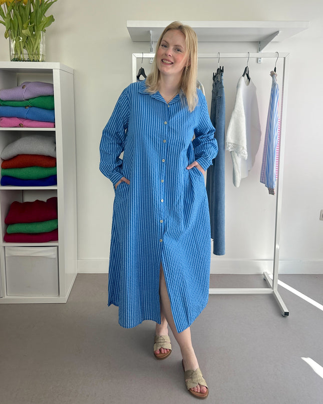 Shirt Dress Blue Stripe