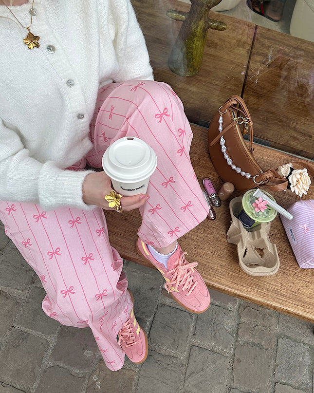 Pink Bow Stripe Pants