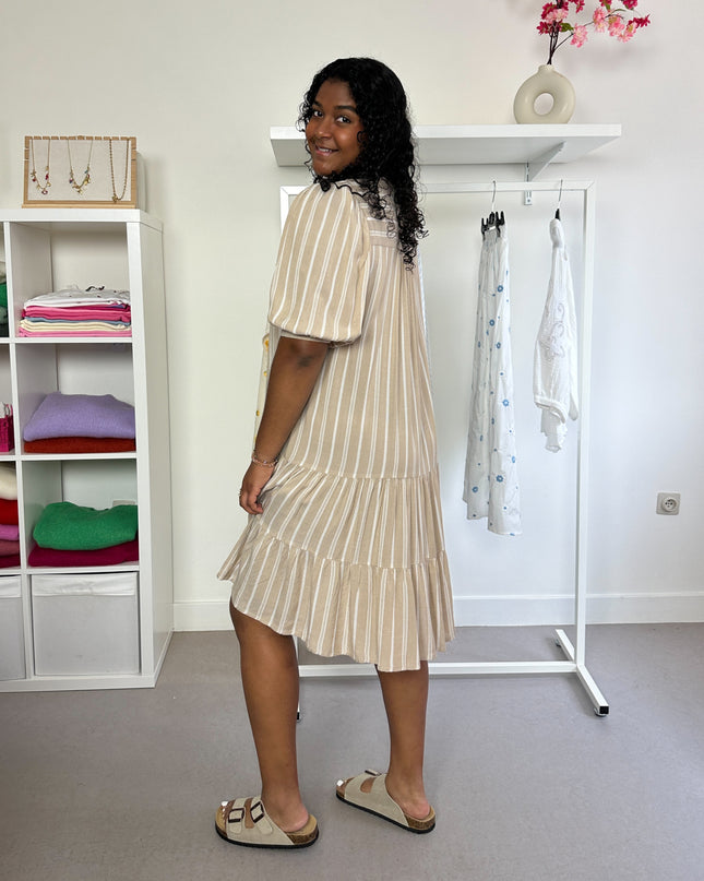 Striped dress beige