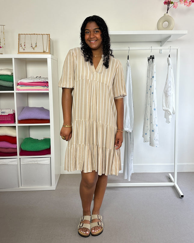 Striped dress beige