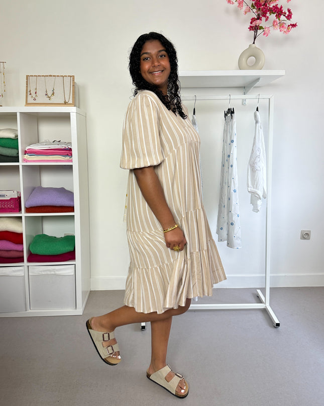 Striped dress beige