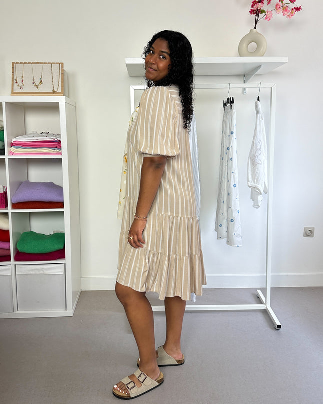 Striped dress beige