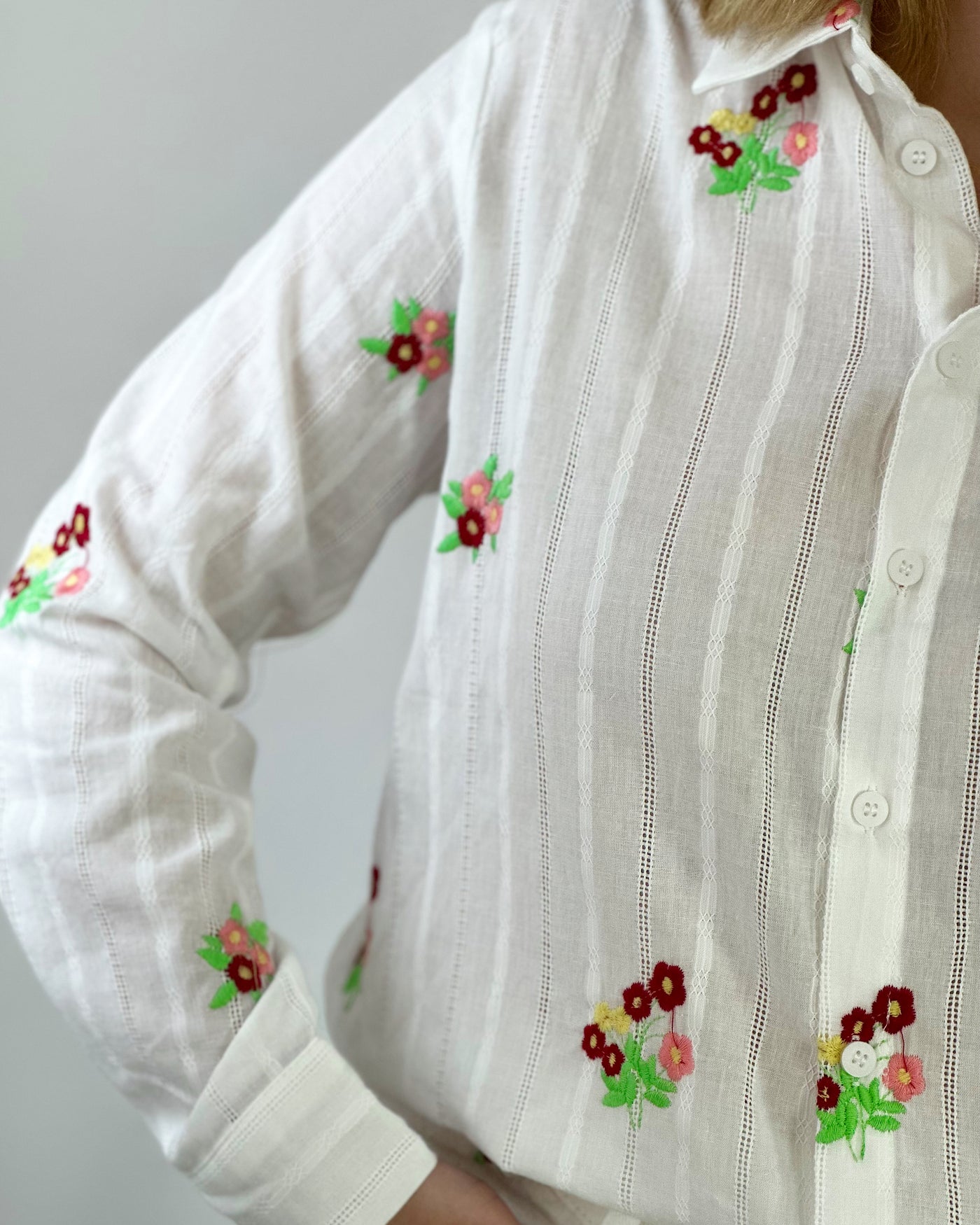 Blouse Broderie Colorful Flower