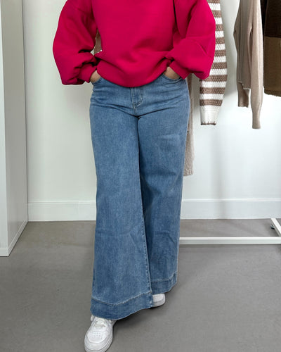 Jeans Curvy Cropped Wide Light Wash