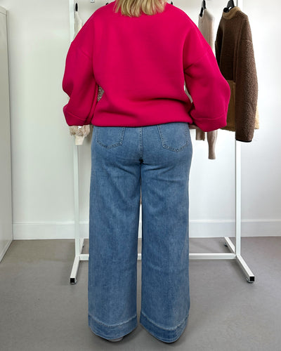 Jeans Curvy Cropped Wide Light Wash