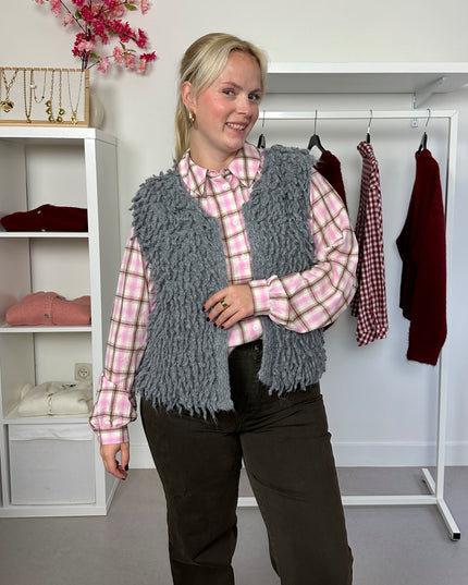 Sleeveless Cardigan Ruffle Grey