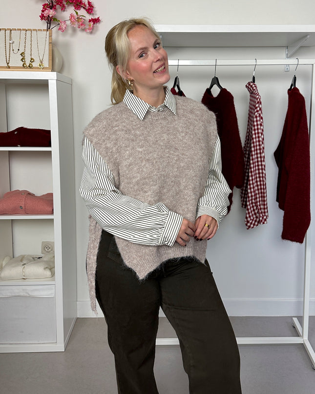 Debardeur Strikjes Taupe