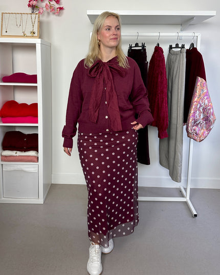 Burgundy Bow Cardigan