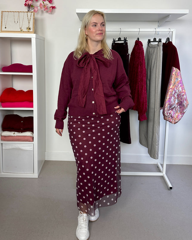Burgundy Bow Cardigan