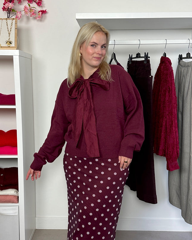 Burgundy Bow Cardigan